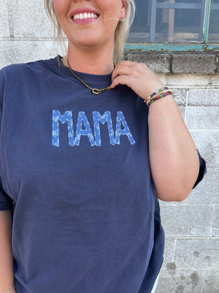 floral stitch mama tee