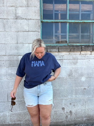 floral stitch mama tee