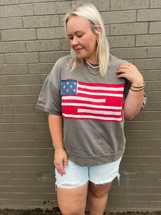 flag girlie of the USA top