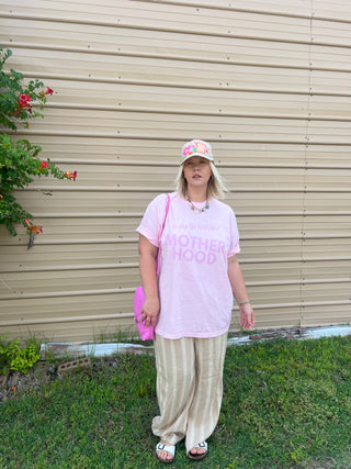 motherhood social club light pink tee