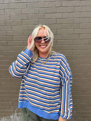 rise above striped knit top