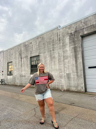 flag girlie of the USA top