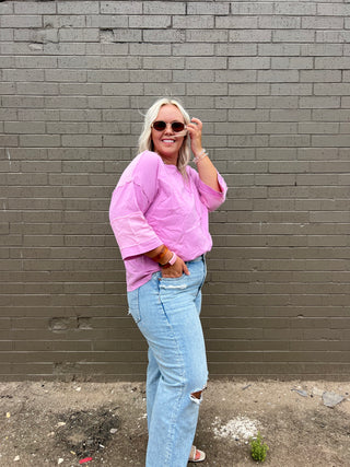 pop off pink mixed top