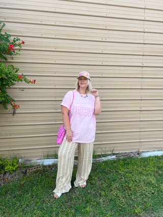 motherhood social club light pink tee