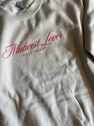 midwest lover + full heart tan sweatshirt