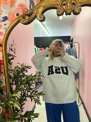 the usa polka dot mock neck sweatshirt