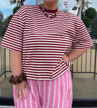 on my horizon red striped top