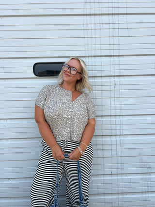 vintage leopard soft feel button up top