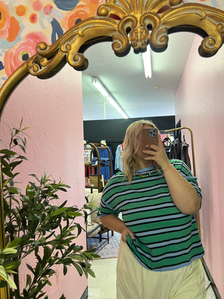 easy going striped green top