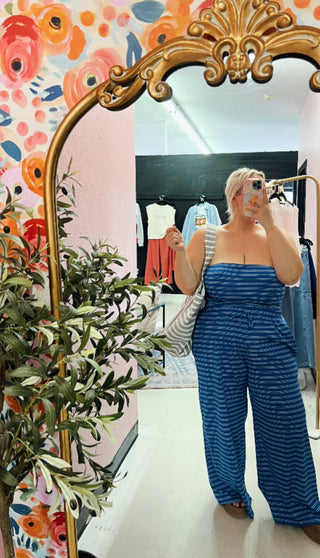 summer girlie striped blue set