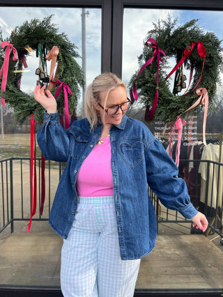 heart on my chest denim top