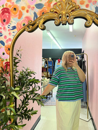 easy going striped green top