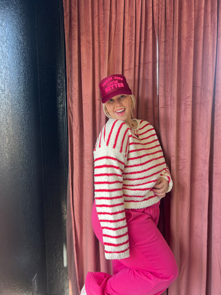 there for you always striped sweater