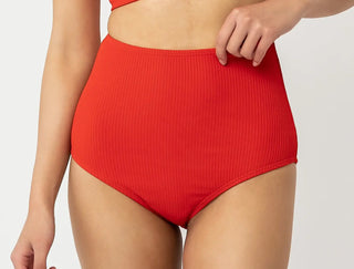 poppy red high waist swim bottom