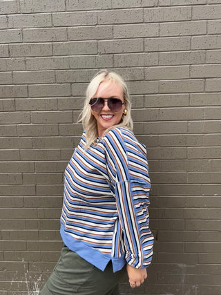 rise above striped knit top