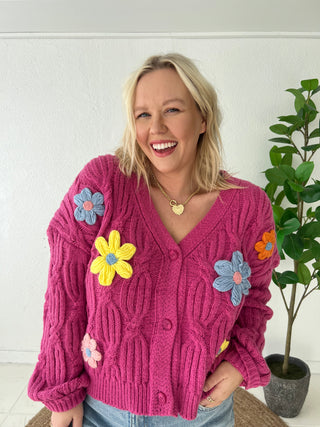 flower power pink cardigan