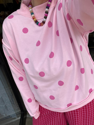 pretty me all day polka dot mock sweatshirt