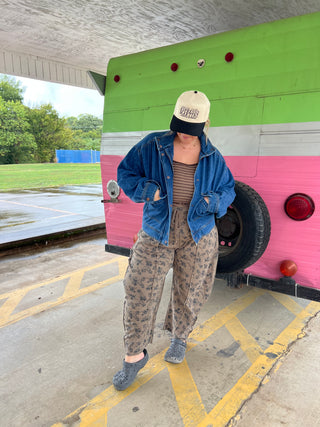 heart burst denim funnel neck jacket
