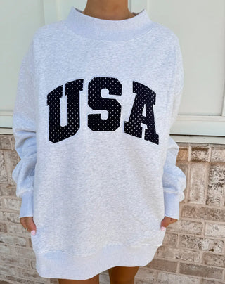 the usa polka dot mock neck sweatshirt