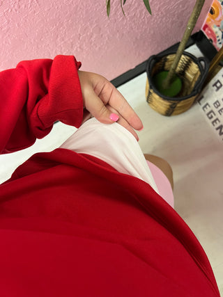 it's giving chic sporty girlie red sweatshirt