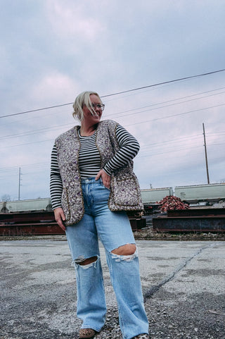 ditsy print animal print vest