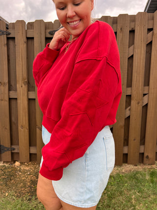 aim for the stars red sweatshirt