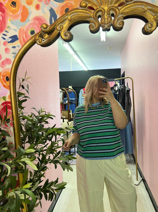 easy going striped green top