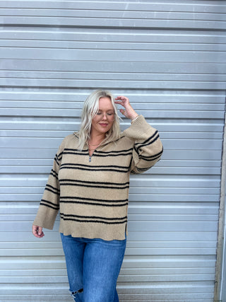 wear daily cozy striped quarter zip