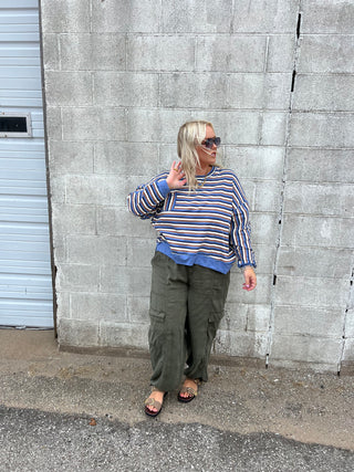 rise above striped knit top