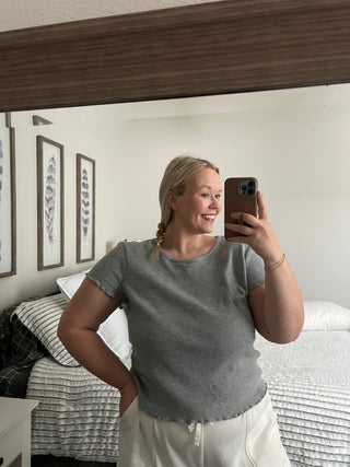 simple grey sleeve extended top