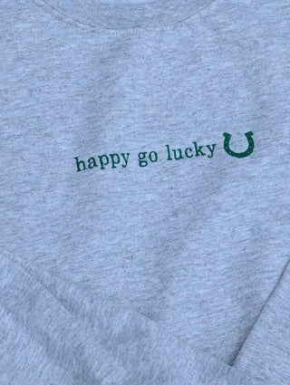 happy go lucky embroidery sweatshirt