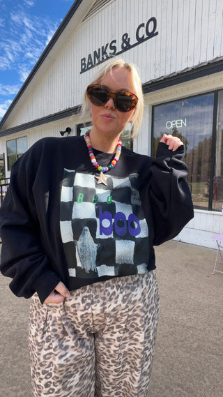 boo who checkered sweatshirt