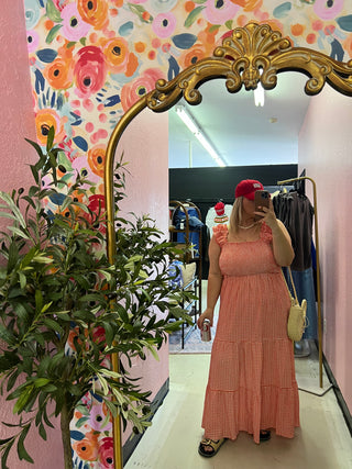 fit and fun gingham maxi dress