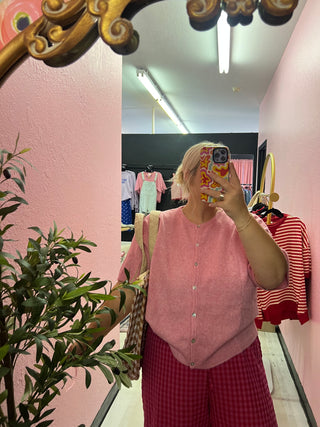 little simple pink cardigan top