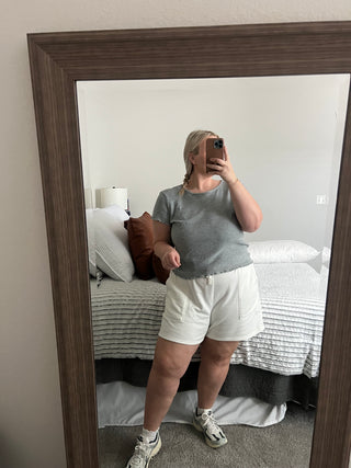 simple grey sleeve extended top