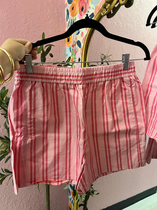 I am there pink striped shorts