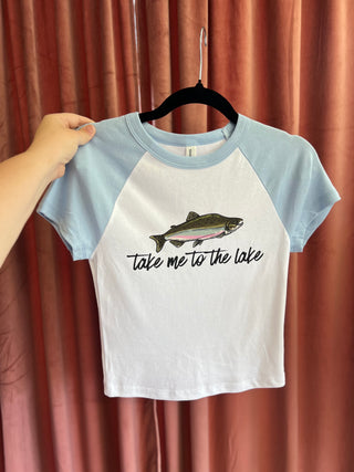 take me to the lake fish ringer tee