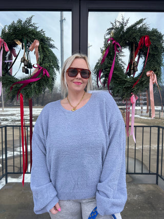 cozy me up blue teddy top (extended)