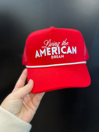 living the dream red trucker hat