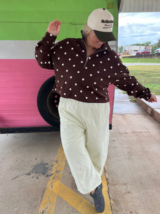 I must go polka dot 1/4 zip