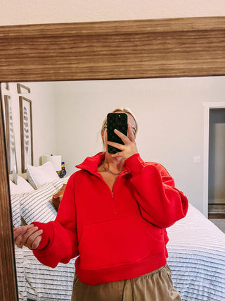 feel the power red half zip