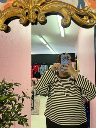 on my horizon brown striped top