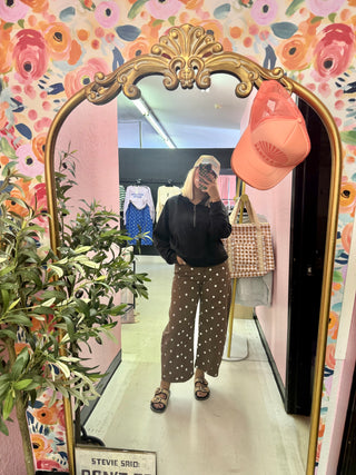 off the scene polka dot brown pants