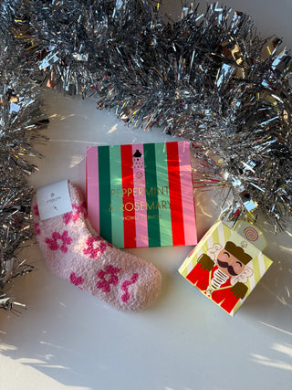 pink power fuzzy socks