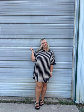 on my way striped tee dress