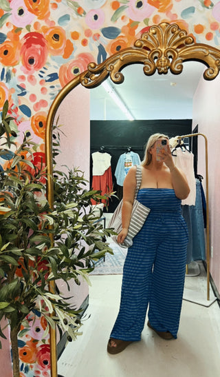 summer girlie striped blue set