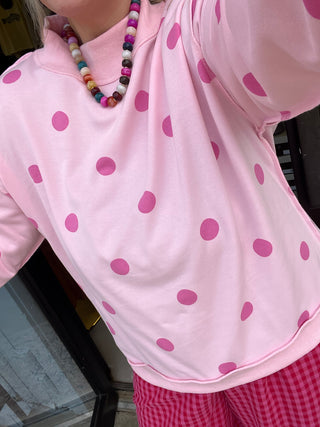 pretty me all day polka dot mock sweatshirt