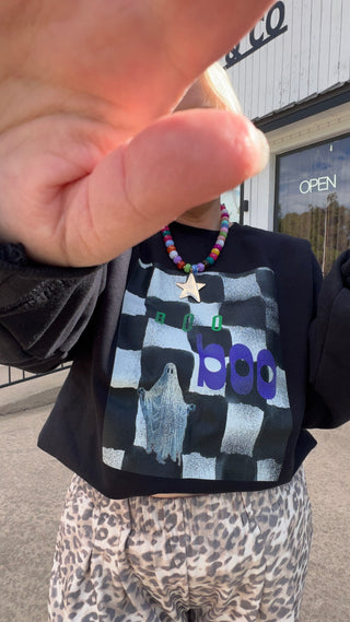 boo who checkered sweatshirt