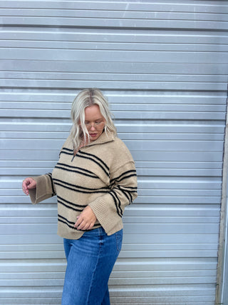 wear daily cozy striped quarter zip