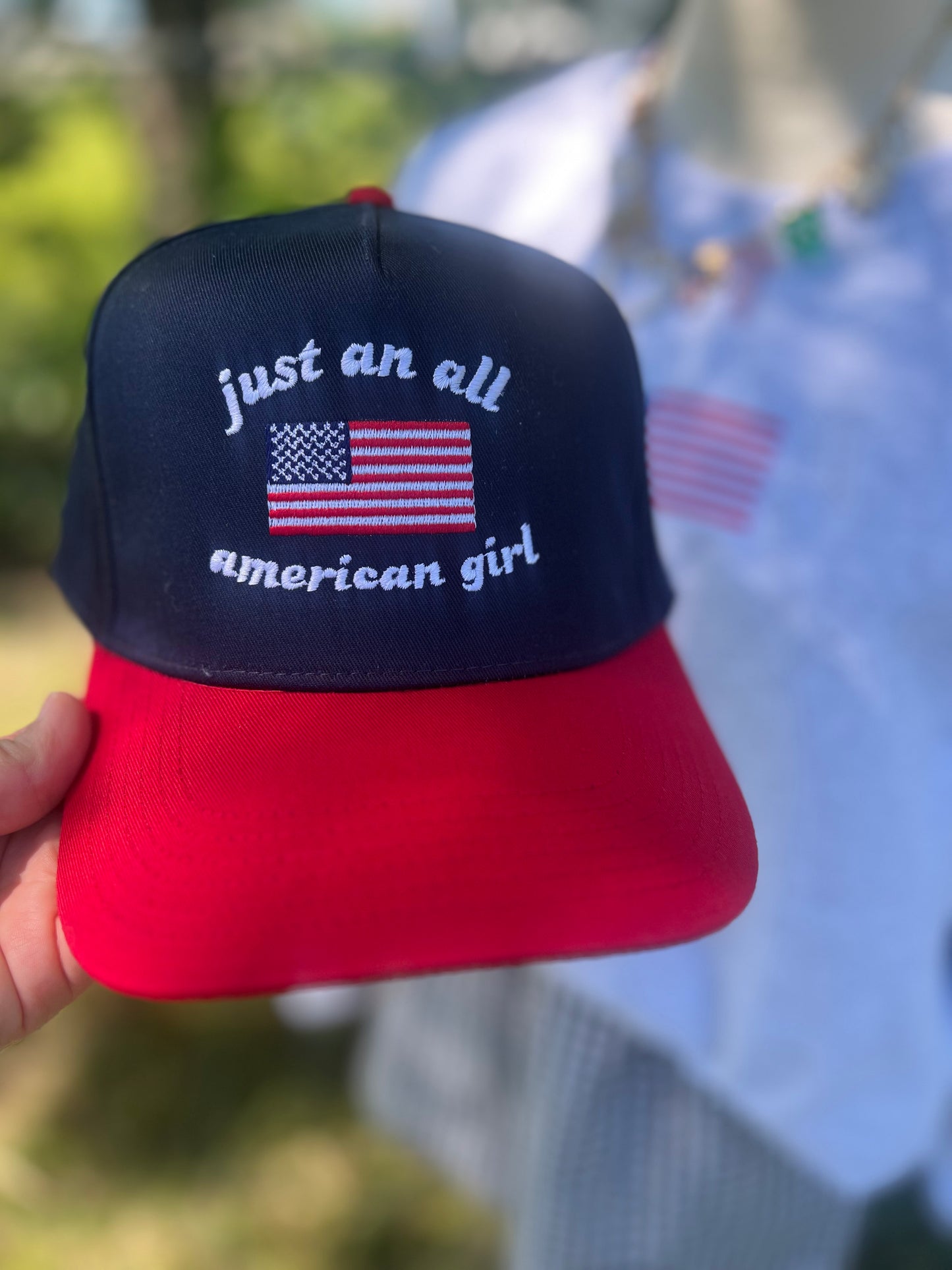 just an american girl trucker navy hat